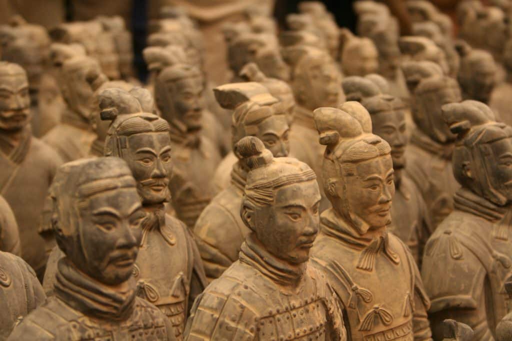 Close-up van Terracotta legerbeelden in China.