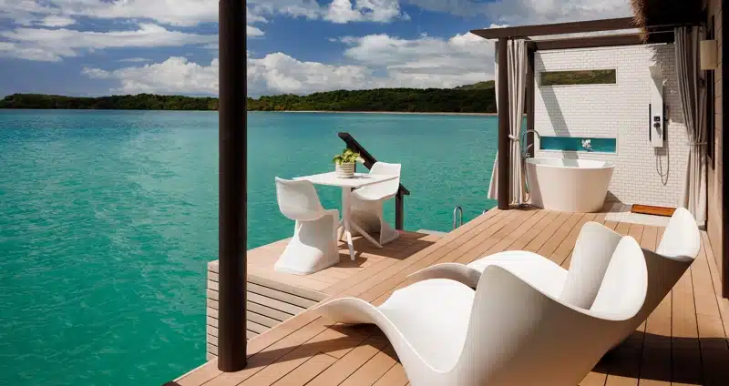 Terras waterbungalow Sandals South Coast Jamaica | huwelijksreis jamaica