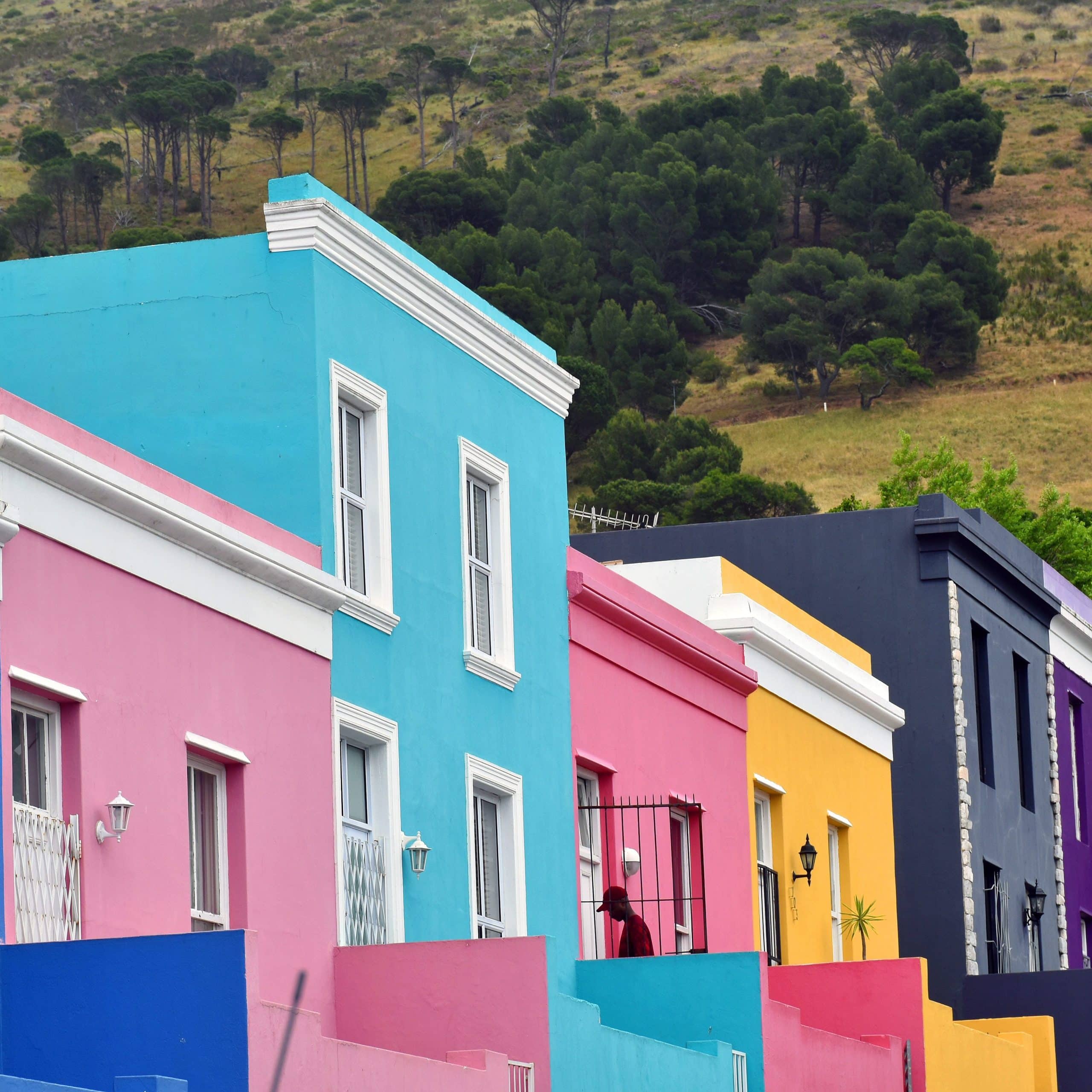 Kleurrijke huizen in Bo-Kaap, Kaapstad, Zuid-Afrika