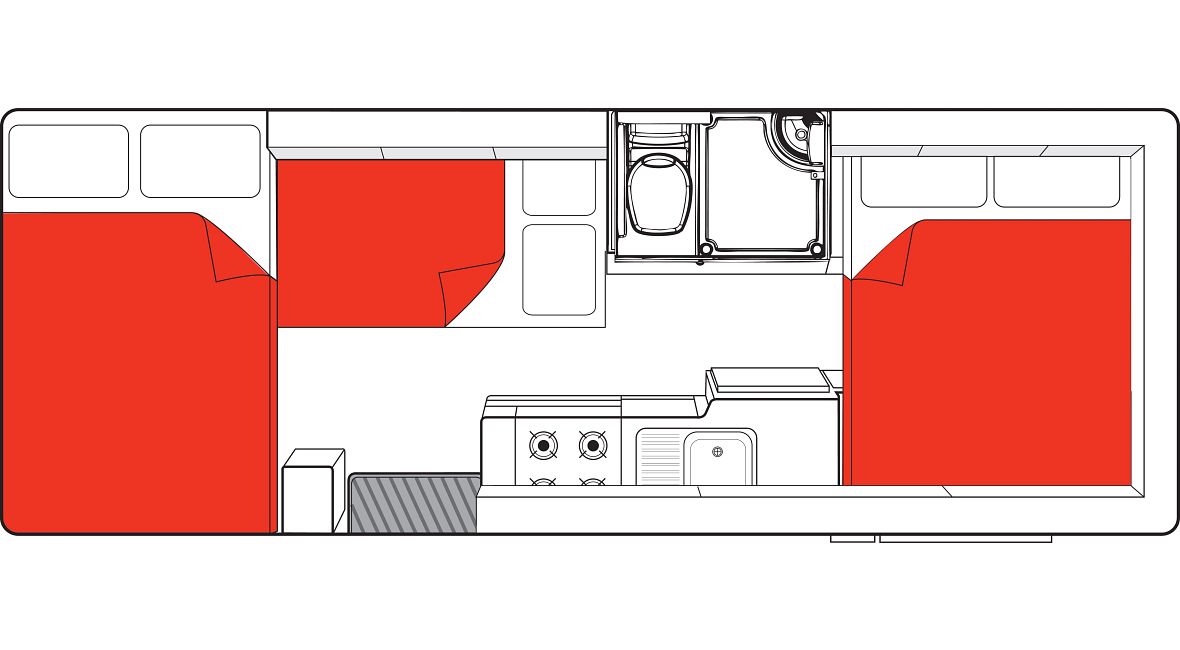 Nachtindeling camper Big Six Nieuw-Zeeland
