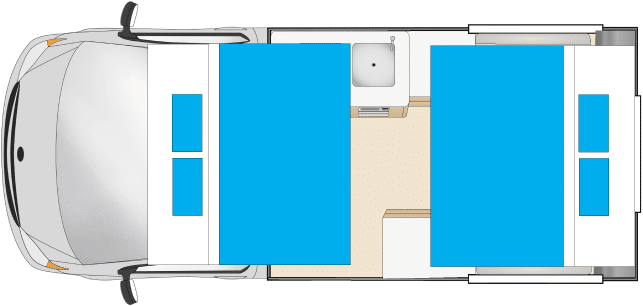 Plattegrond nachtindeling Endeavour camper Cheapa Campa