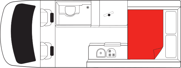 Plattegrond nachtopstelling Deuce camper Nieuw-Zeeland
