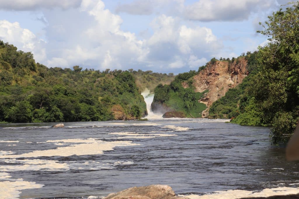 Uitzicht op Murchison Falls vanaf de Nijl, Oeganda
