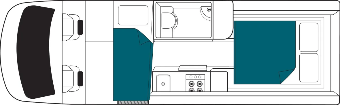 Plattegrond dagindeling camper Nieuw-Zeeland