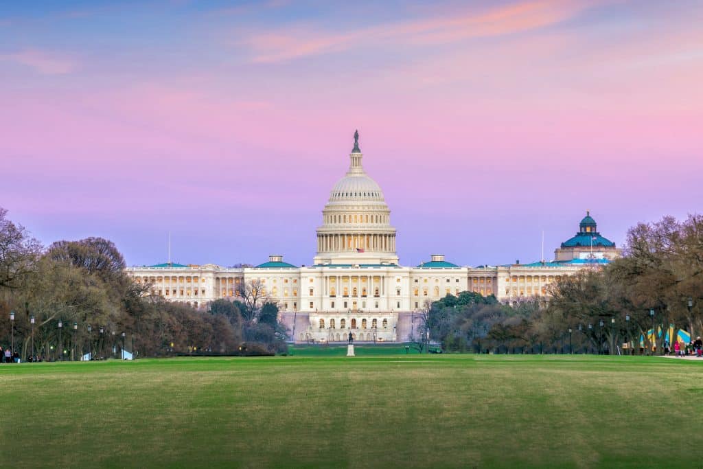 Witte koepel van het Capitool in Washington DC