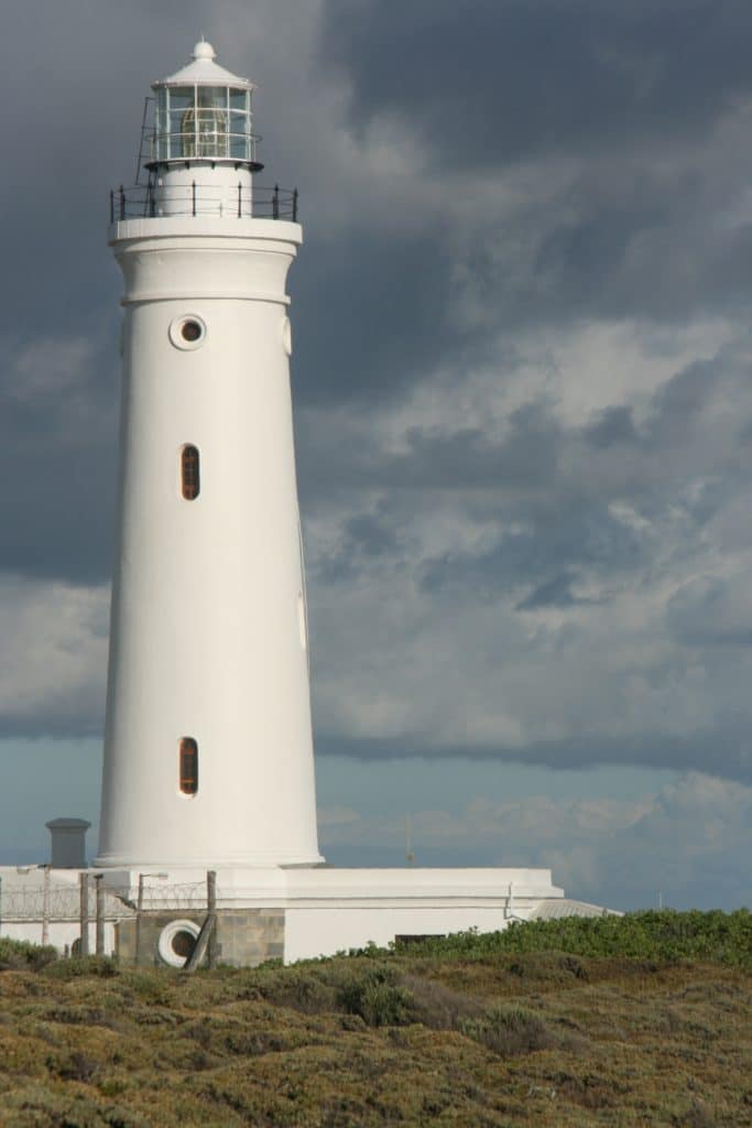 Witte vuurtoren bij Cape St. Francis, Zuid-Afrika