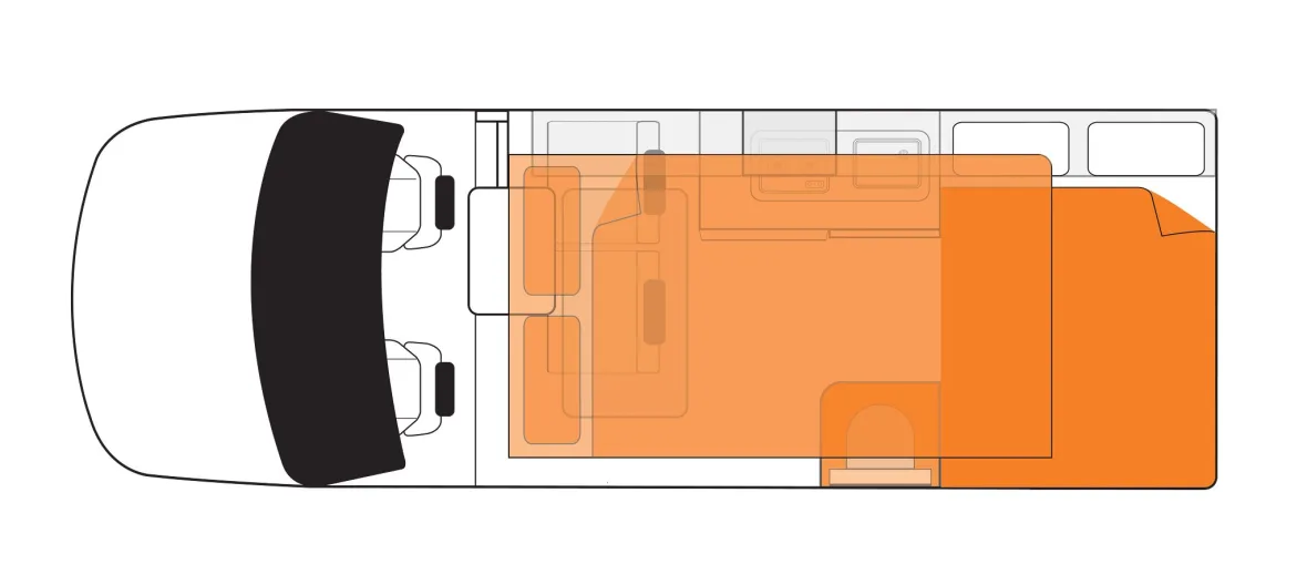 Britz Campers Voyager - vloerplan nacht