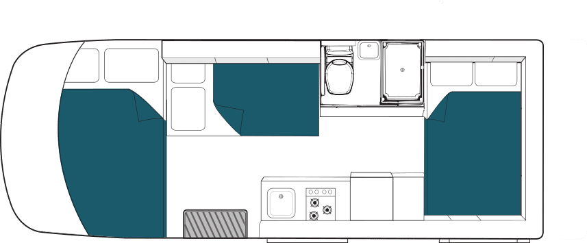Australië - camper plattegrond met bedden